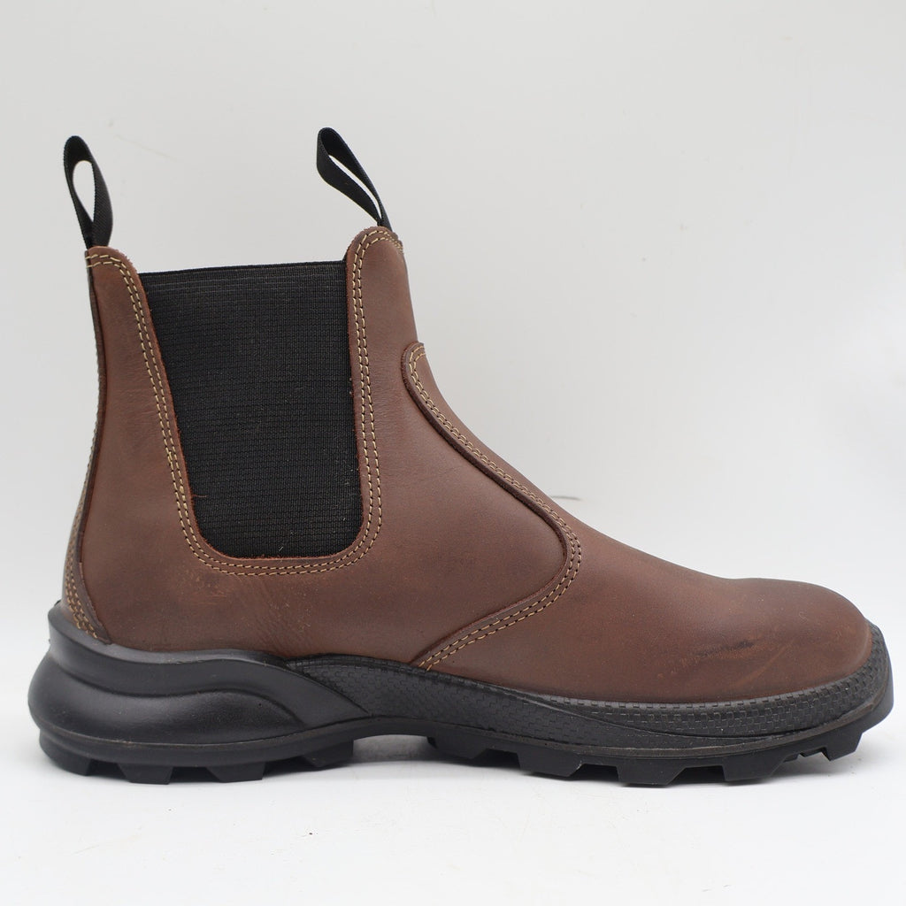 Grisport Cardigan Safety Boots Mens Size 9 Brown Leather Italian Chelsea Pull On