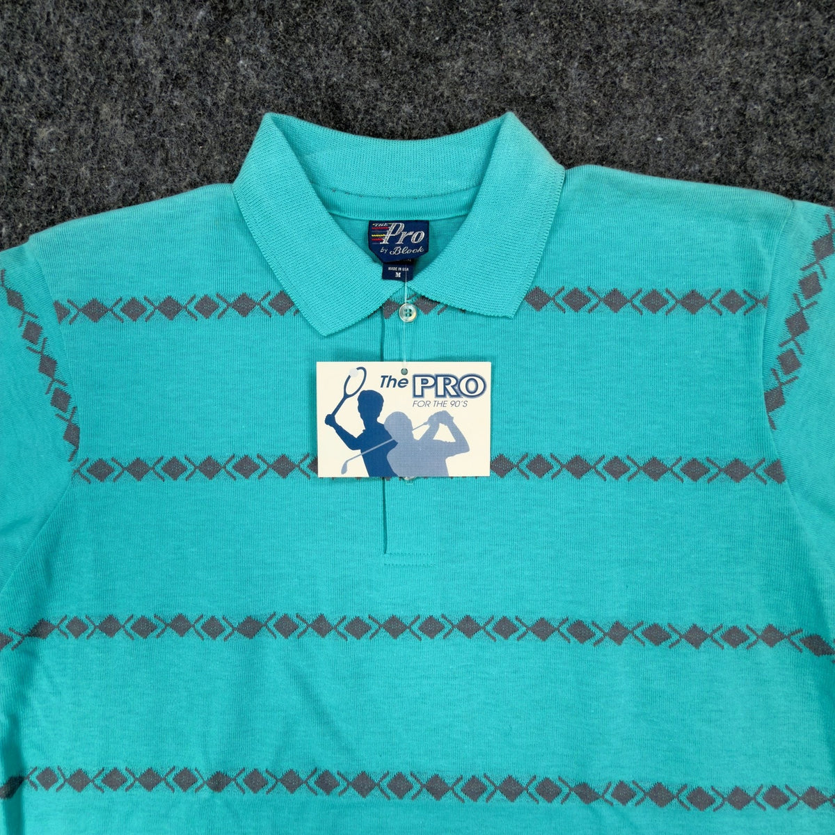 The Pro Black Watch Men's Medium Polo Shirt Turquoise Made in USA