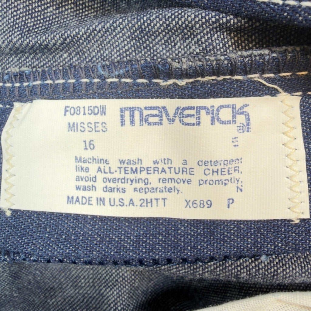 Lady Maverick Vintage 70s Jeans Misses 16 Blue Cotton High Rise NWT USA Made