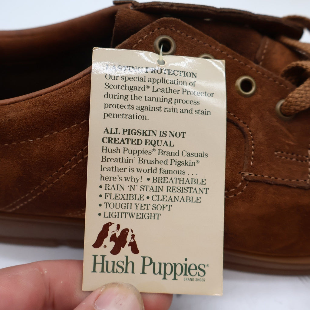 Vintage 90s Hush Puppies Cosmo Chestnut Suede Oxfords Men's 8M USA Deadstock
