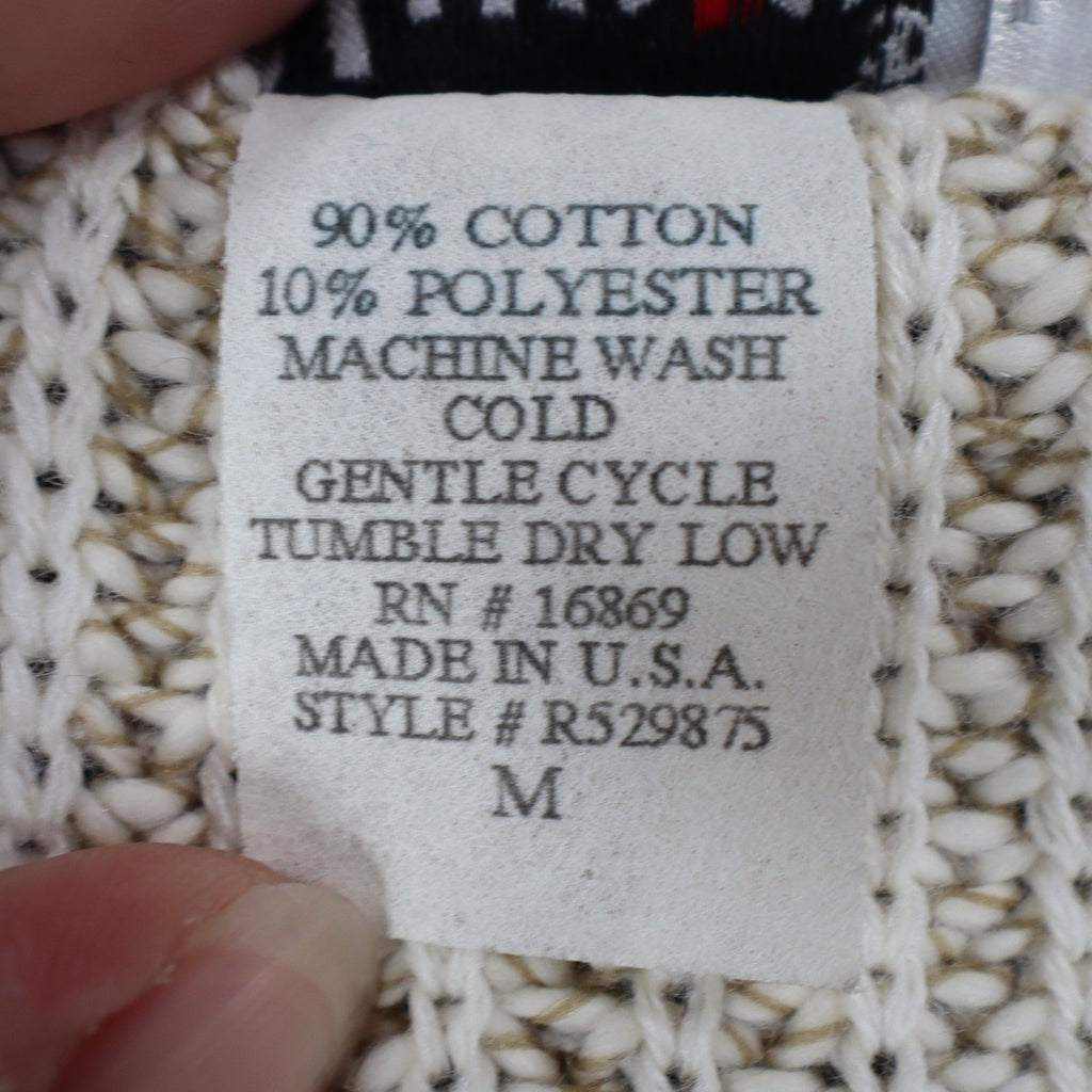 Lucia Sweater Vest Womens Medium Vintage 90s Beige Cotton Knit Button Front USA