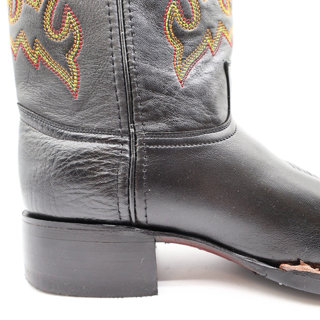 Vintage Double-H Men's 9M Black Bullfight Leather Super Roper Boots 3392 NWB