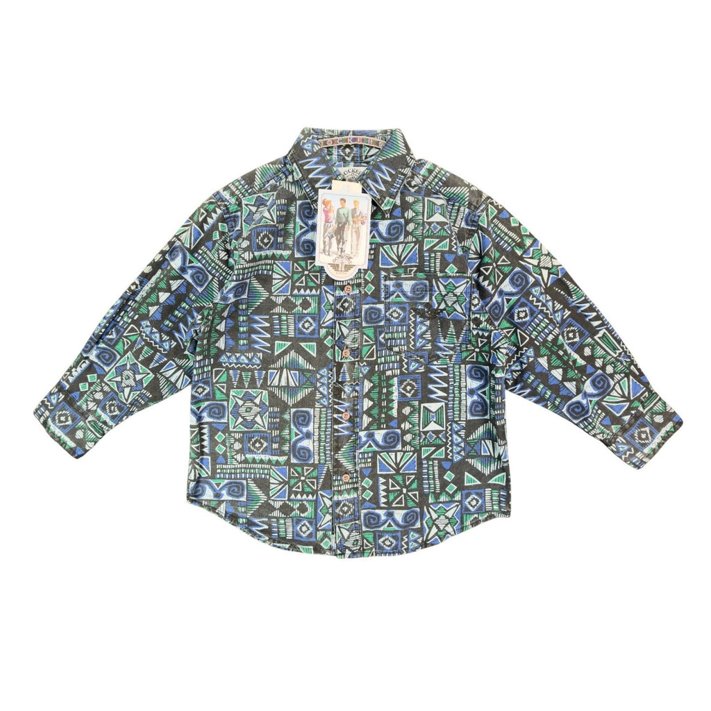 Dockers Vintage 90s Shirt Boys Small 8-10 Geometric Aztec NWT Deadstock