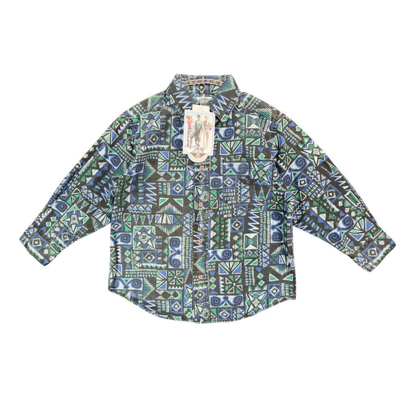 Dockers Vintage 90s Shirt Boys Small 8-10 Geometric Aztec NWT Deadstock
