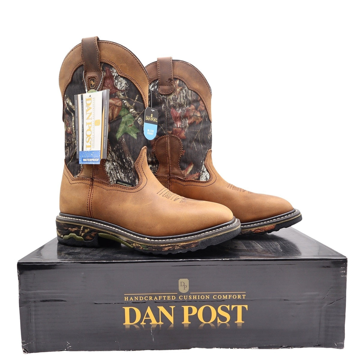 Dan Post Camo Waterproof Western Work Boots Men 9 D Brown Leather NWT Box