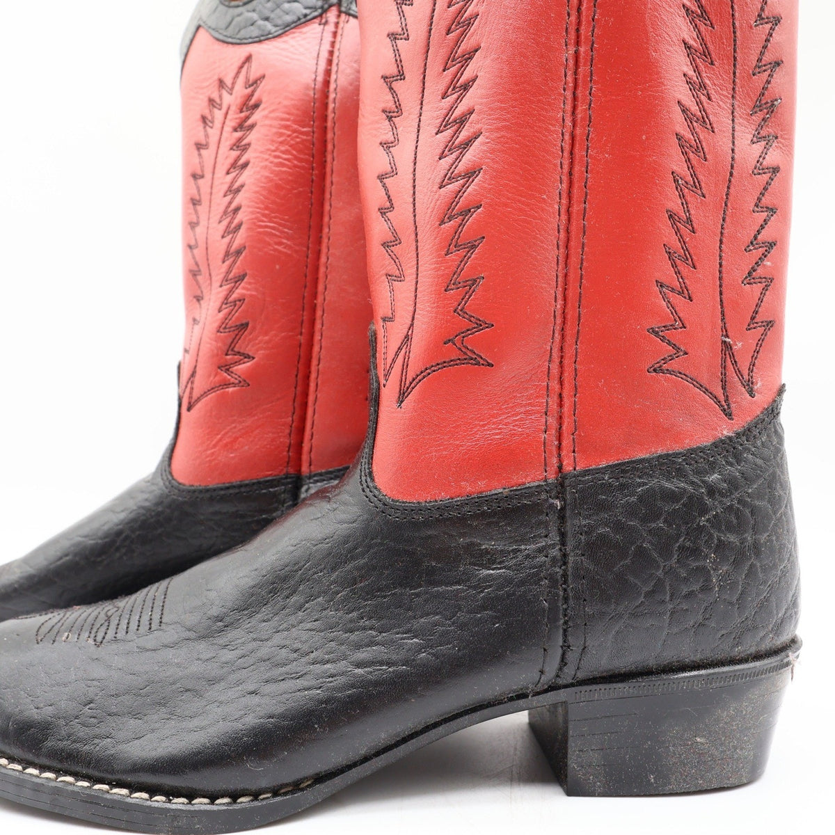 Laredo 28-2220 Black Bullhide Red Leather Cowboy Boots Kids 5.5D NWT