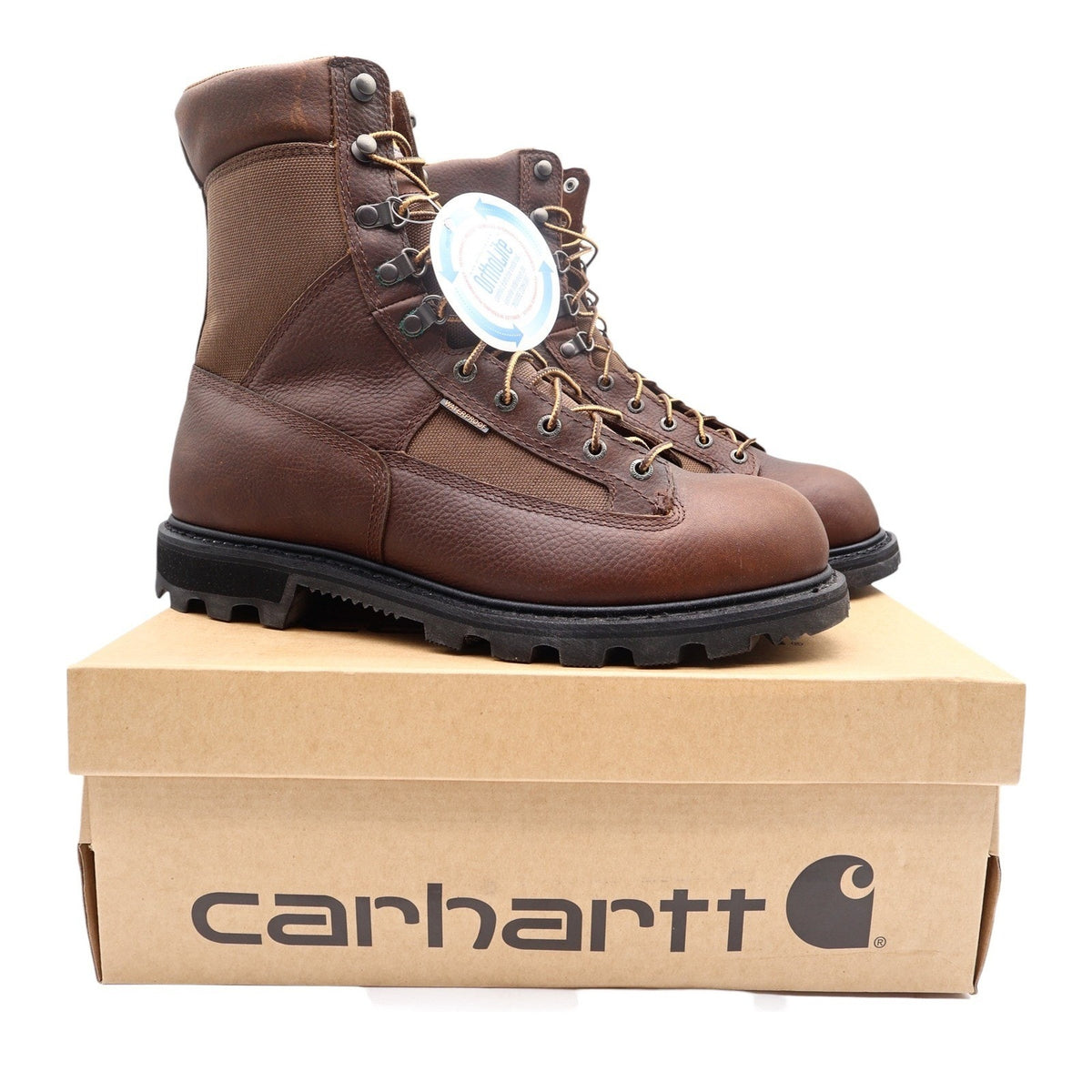 Carhartt Work Boots Mens 12 M Brown Leather Waterproof 8" Logger CML8150 NIB