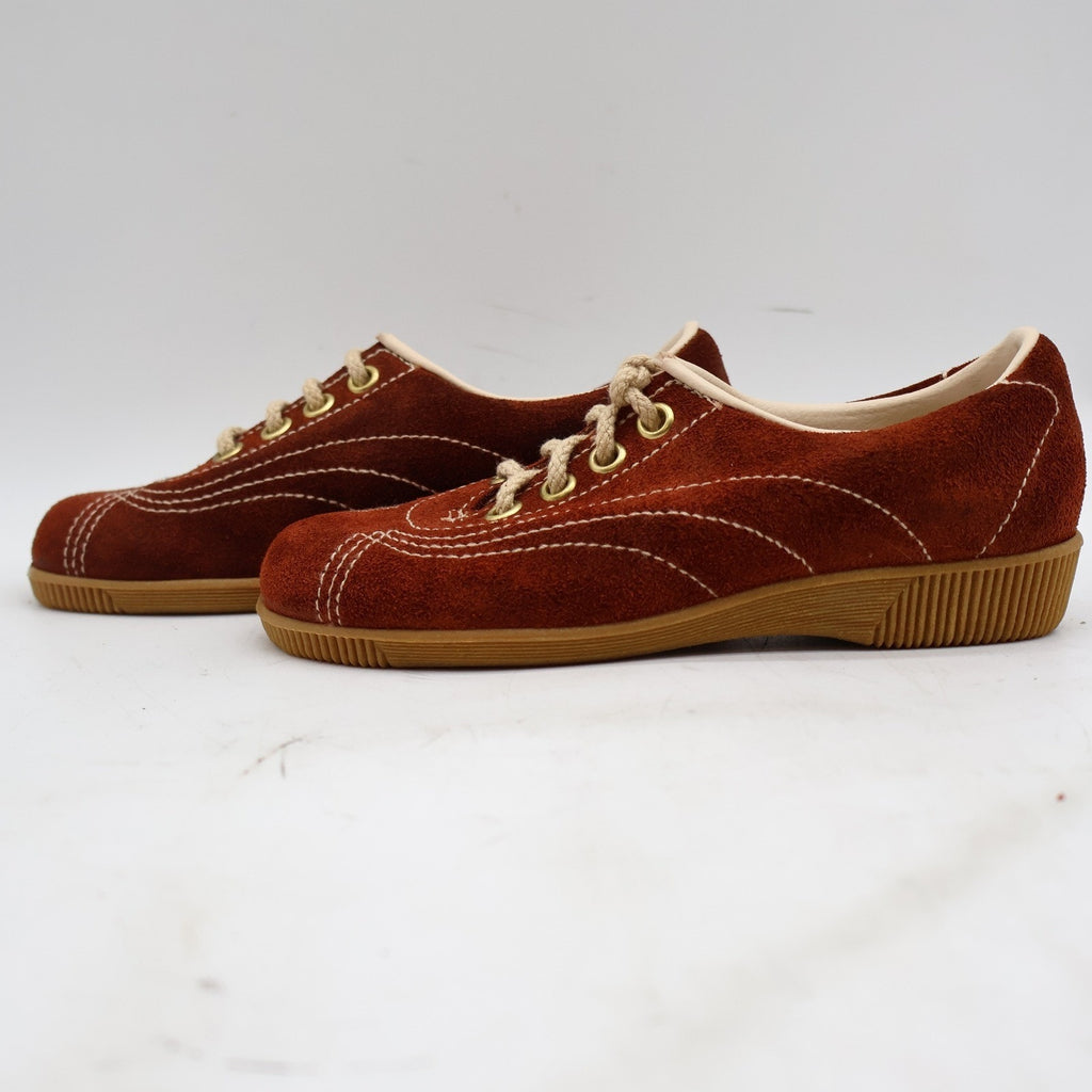 Vintage 70s Dashers 2304 Rust Suede Oxford Sneakers Kids 12.5C Deadstock