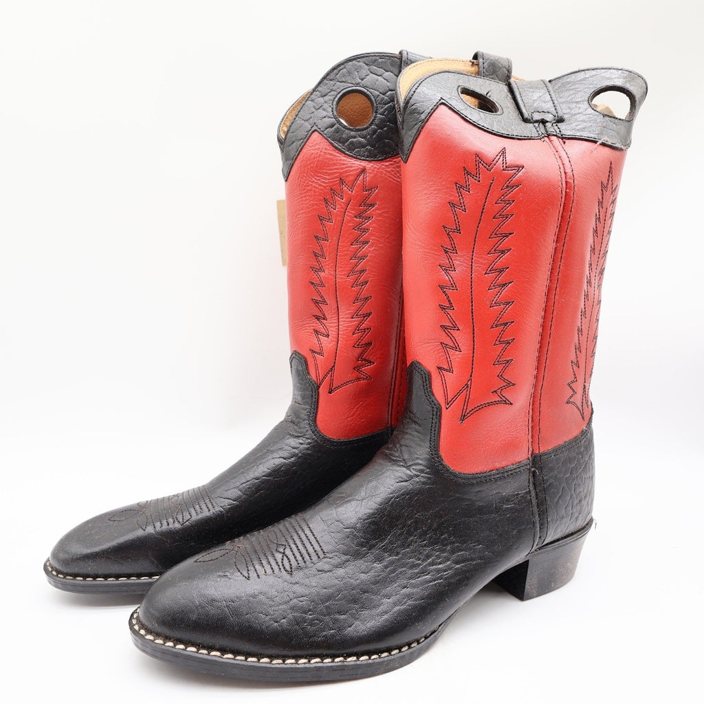 Laredo 28-2220 Black Bullhide Red Leather Cowboy Boots Kids 5.5D NWT