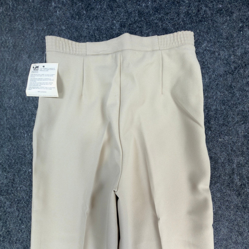 Donnkenny Pants Womens 8 Vintage 80s Beige Polyester Stretch Straight Leg NWT
