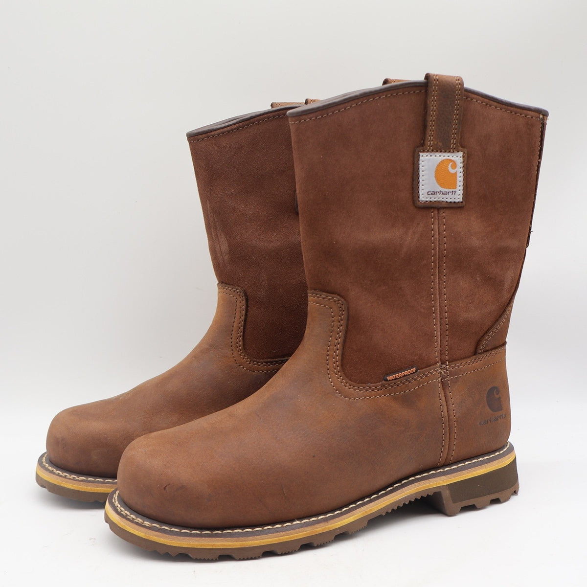Carhartt Waterproof Pull-On Work Boot Mens 9 Brown Leather Soft Toe CMP1053 - take2supply