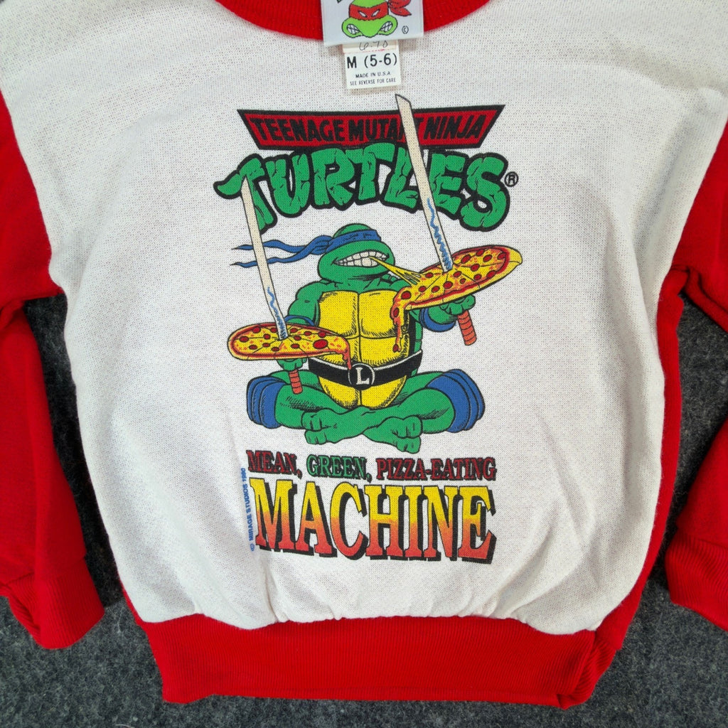 Vintage TMNT Sweatshirt Kids Medium 5-6 Red Raglan USA 1989