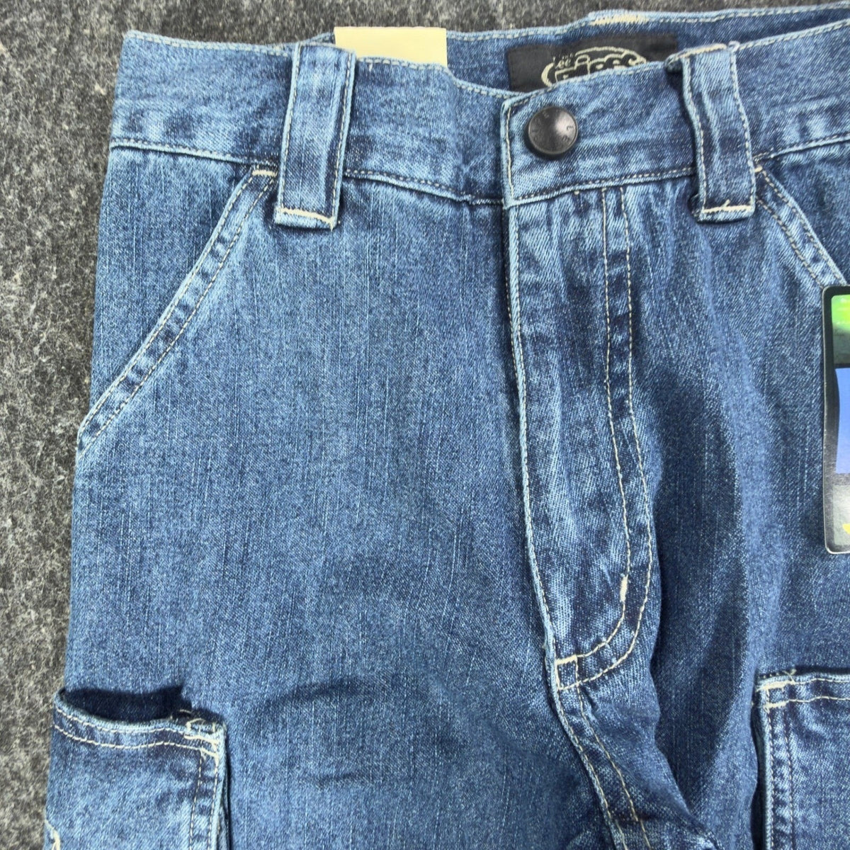 Lee Pipes 90s Cargo Denim Shorts Boys 8R Blue Cotton NWT Vintage Deadstock