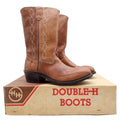 Vintage 80s Double-H 1507 Tan Leather Steel Toe Western Boots Men's 10 EE Wide NWT