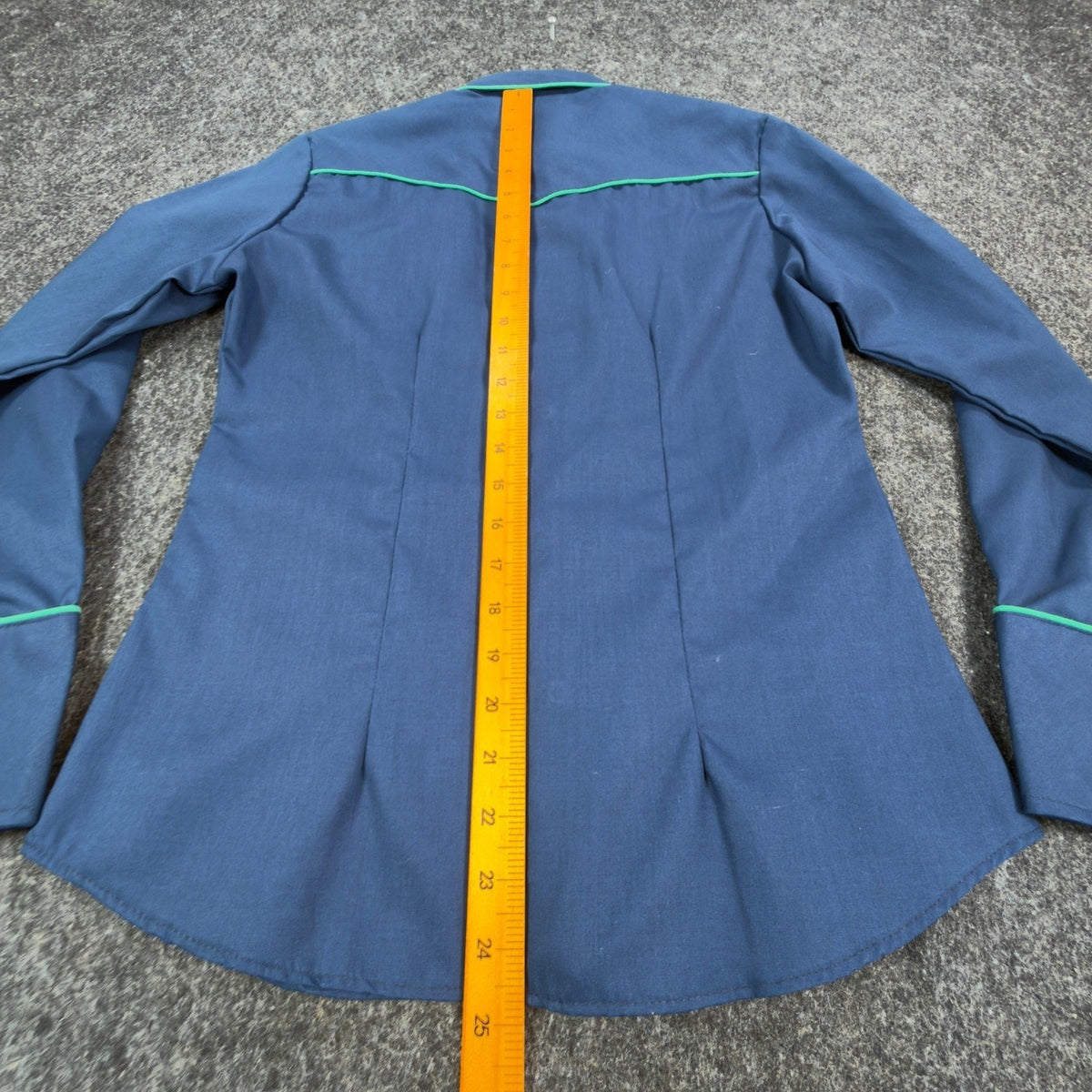 Zenith Evans Vintage 80s Shirt Womens 10 Blue Western Pearl Snap Green Piping