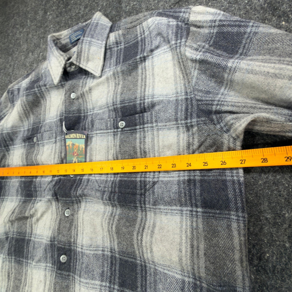 Salmon River Traders Plaid Flannel Shirt Mens XL Grey Wool Blend NWT