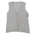 Lucia Sweater Vest Womens Medium Vintage 90s Beige Cotton Knit Button Front USA
