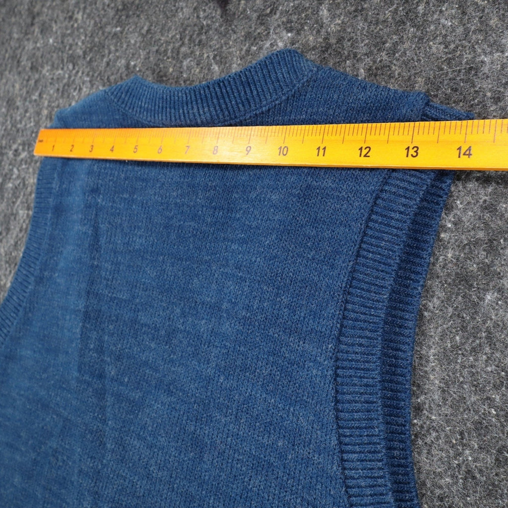 Southern Lady Sweater Vest Womens Small Vintage 90s Blue Leaf Knit Button Front