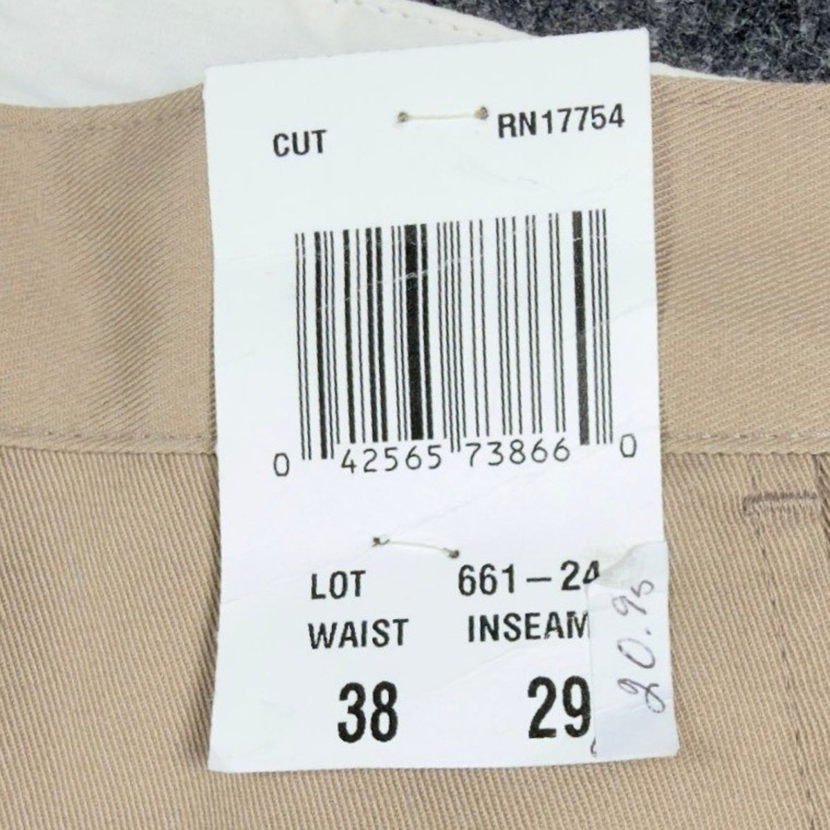 Key Industries Y2K Work Khakis Men 38x29 Tan Poly Cotton NWT