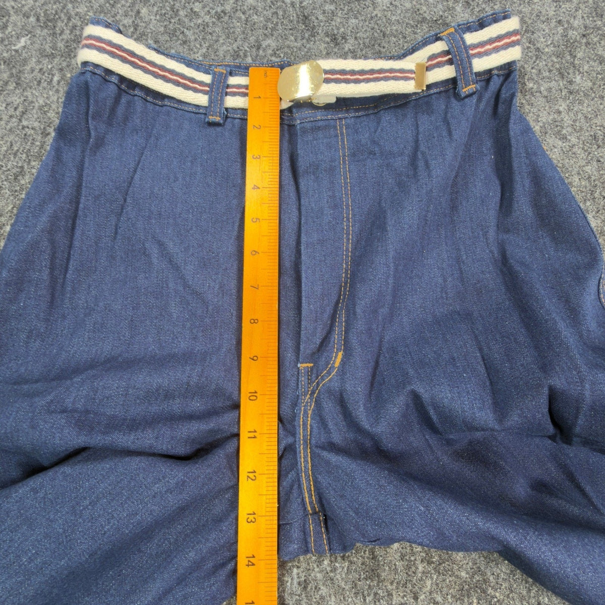 Fancy Props Vintage 70s Jeans Pants Womens 12 Blue High Waist Belted Wide Leg