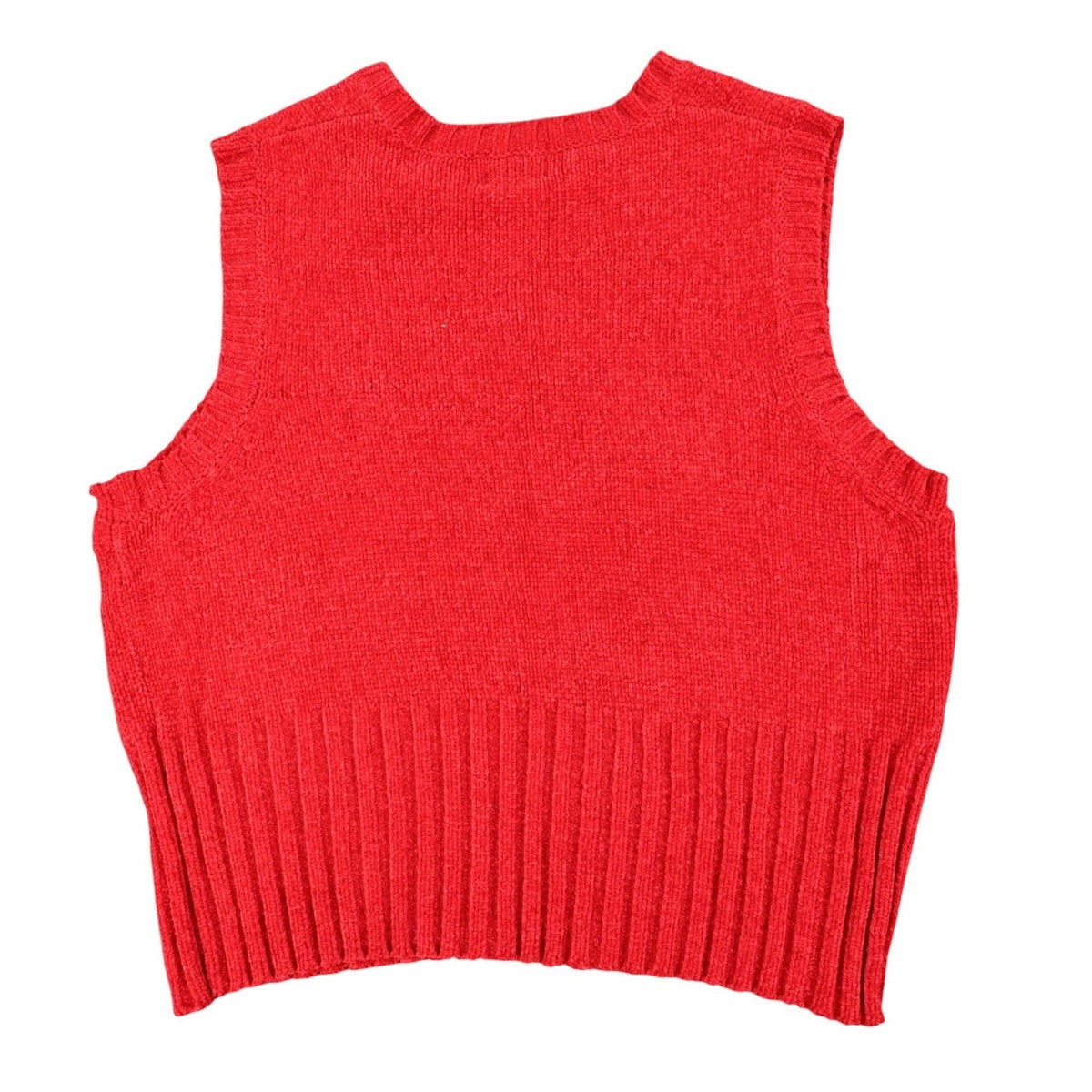 Nuggets Sweater Vest Medium Red Vintage 90s Chenille Knit V-Neck RN 94829