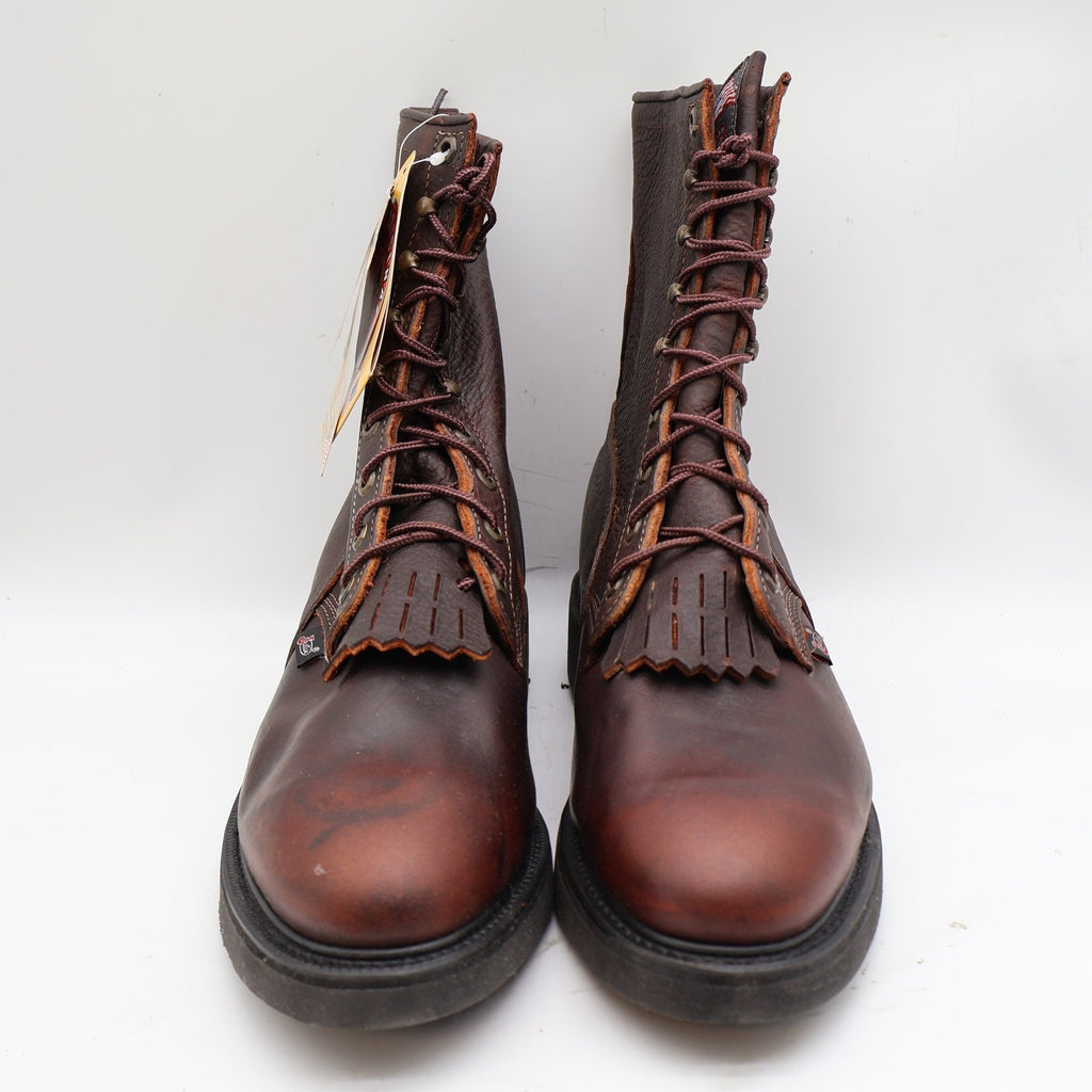 Justin 761 Double Comfort Kiltie Work Boots Men's 13 EE Brown USA Made Deadstock