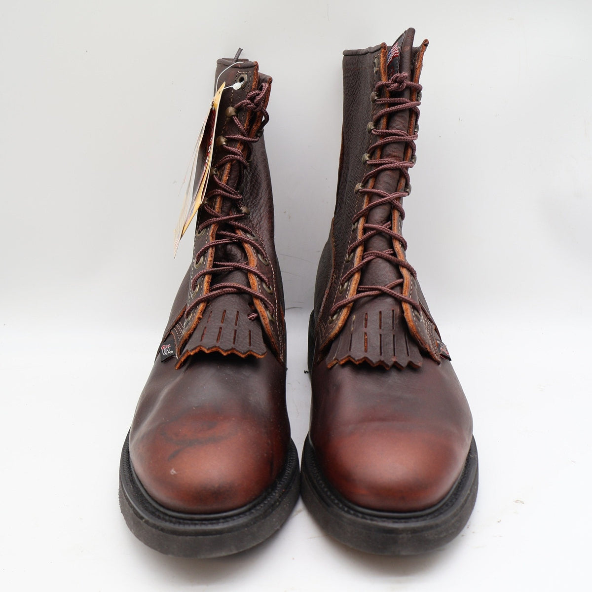 Justin 761 Double Comfort Kiltie Work Boots Men's 13 EE Brown USA Made Deadstock