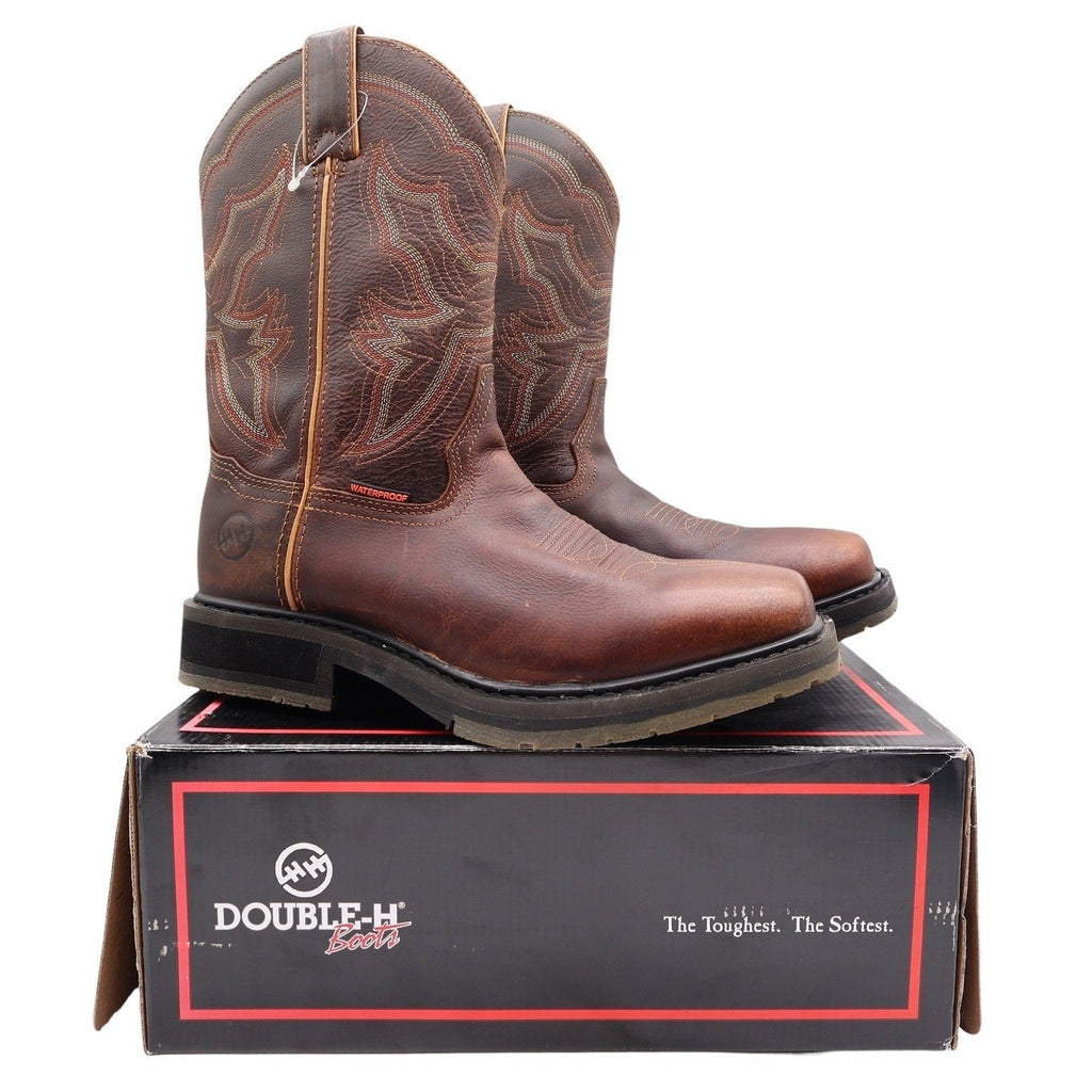 Double-H Modern ICE Work Boots Mens 9 D Brown Leather Square Toe Waterproof NWT - take2supply