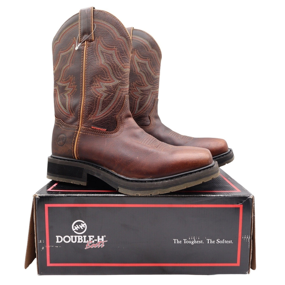 Double-H Modern ICE Work Boots Mens 9 D Brown Leather Square Toe Waterproof NWT - take2supply