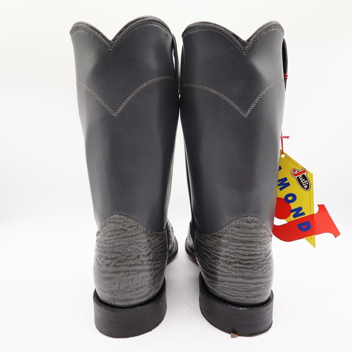 Justin Diamond J Cowboy Boots Mens 8.5 D Grey Shark Print Leather NWT