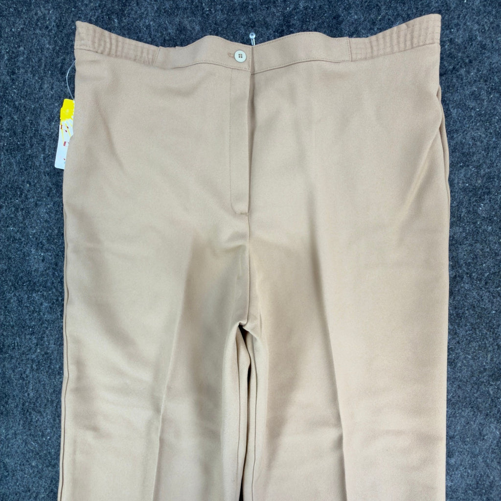Rhondaly NY Dress Pants Womens 20 Vintage 70s Beige Polyester Straight Leg NWT