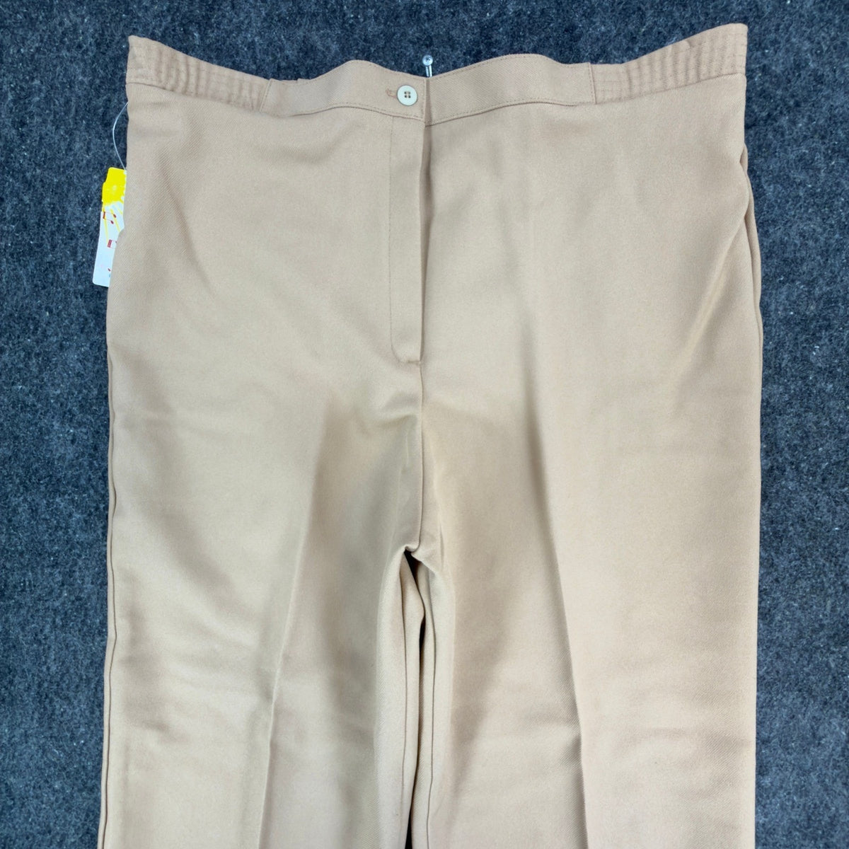 Rhondaly NY Dress Pants Womens 20 Vintage 70s Beige Polyester Straight Leg NWT