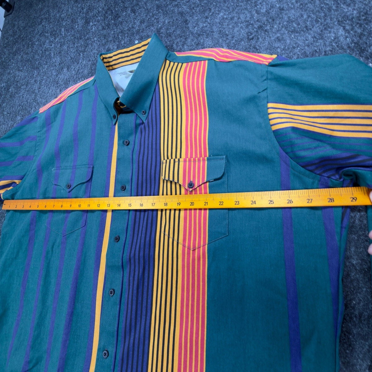 Ruddock Bros Vintage Western Shirt Mens 18.5 Green Striped Cotton Excellent