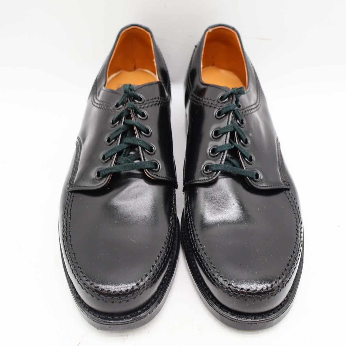 Vintage Sandy McGee 475 Black Leather Moc Toe Derby Shoes Men's 7.5D USA Deadstock