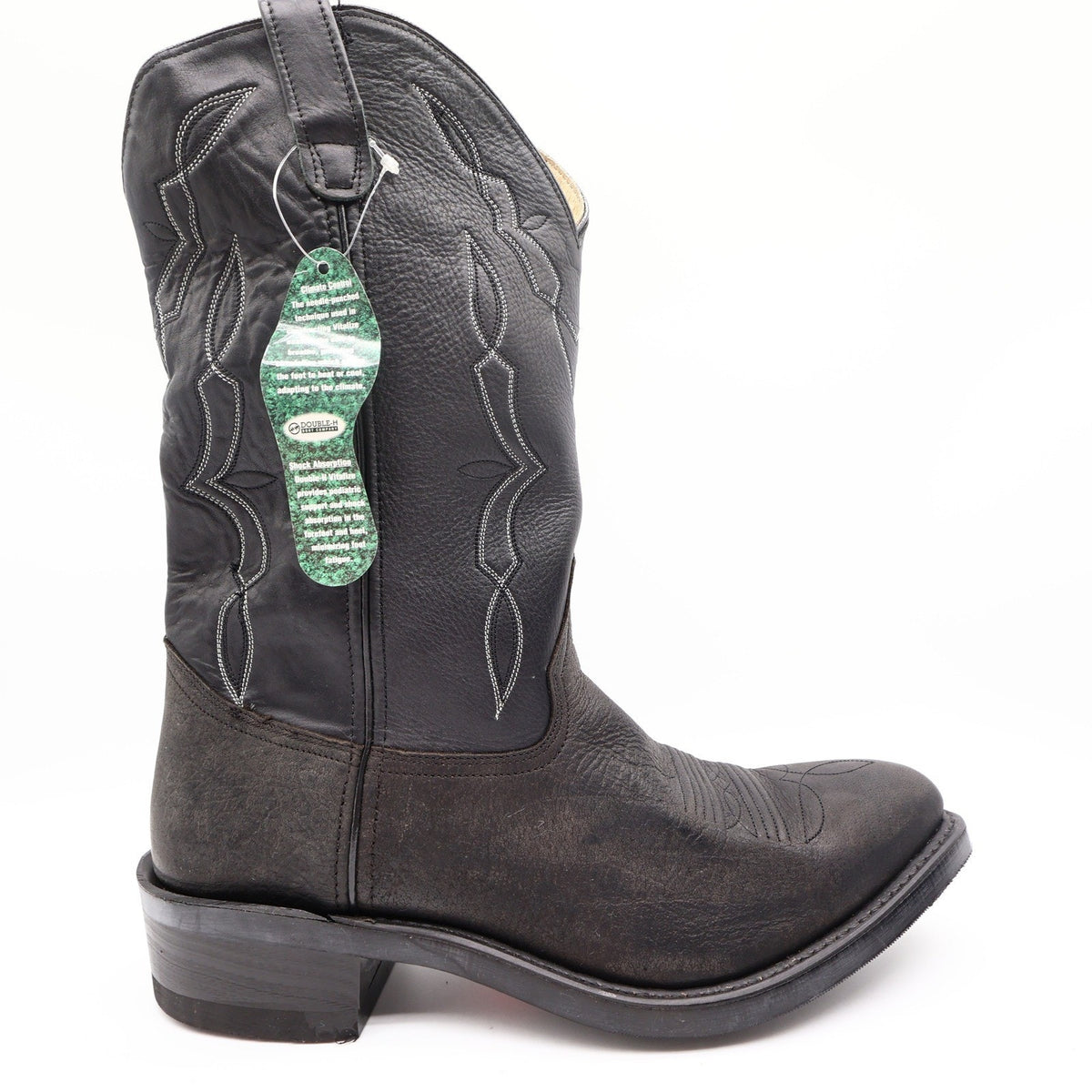 Double-H Western Cowboy Boots Mens 12EE Black Leather NWT Made in USA 3294