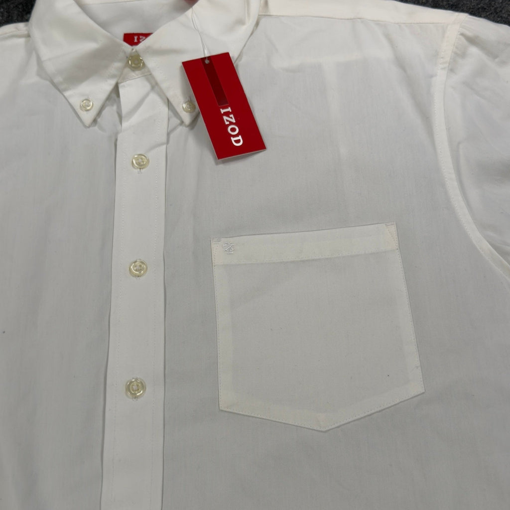 IZOD Basix Button Down Shirt Mens Large White Cotton NWT