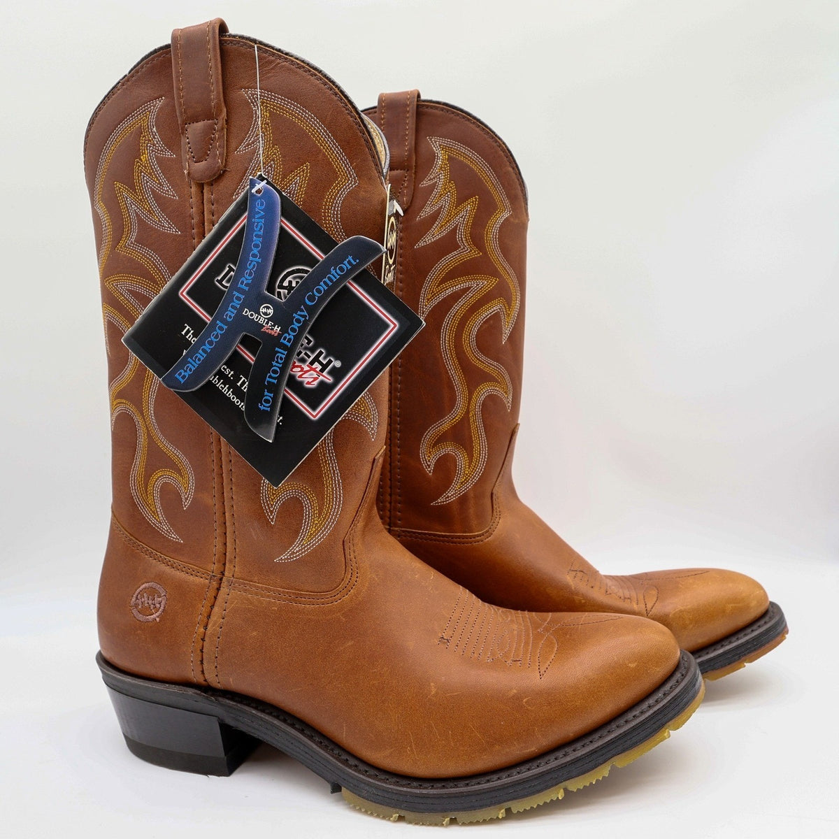 Double-H 3229 AG7 Brown Leather Western Work Boots Men's 10.5D NWT Deadstock