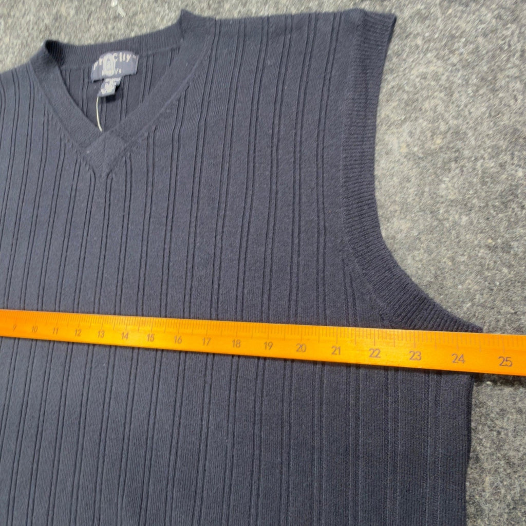 Port City Khaki's V-Neck Sweater Vest Mens XL Navy Blue Acrylic NWT Deadstock - take2supply