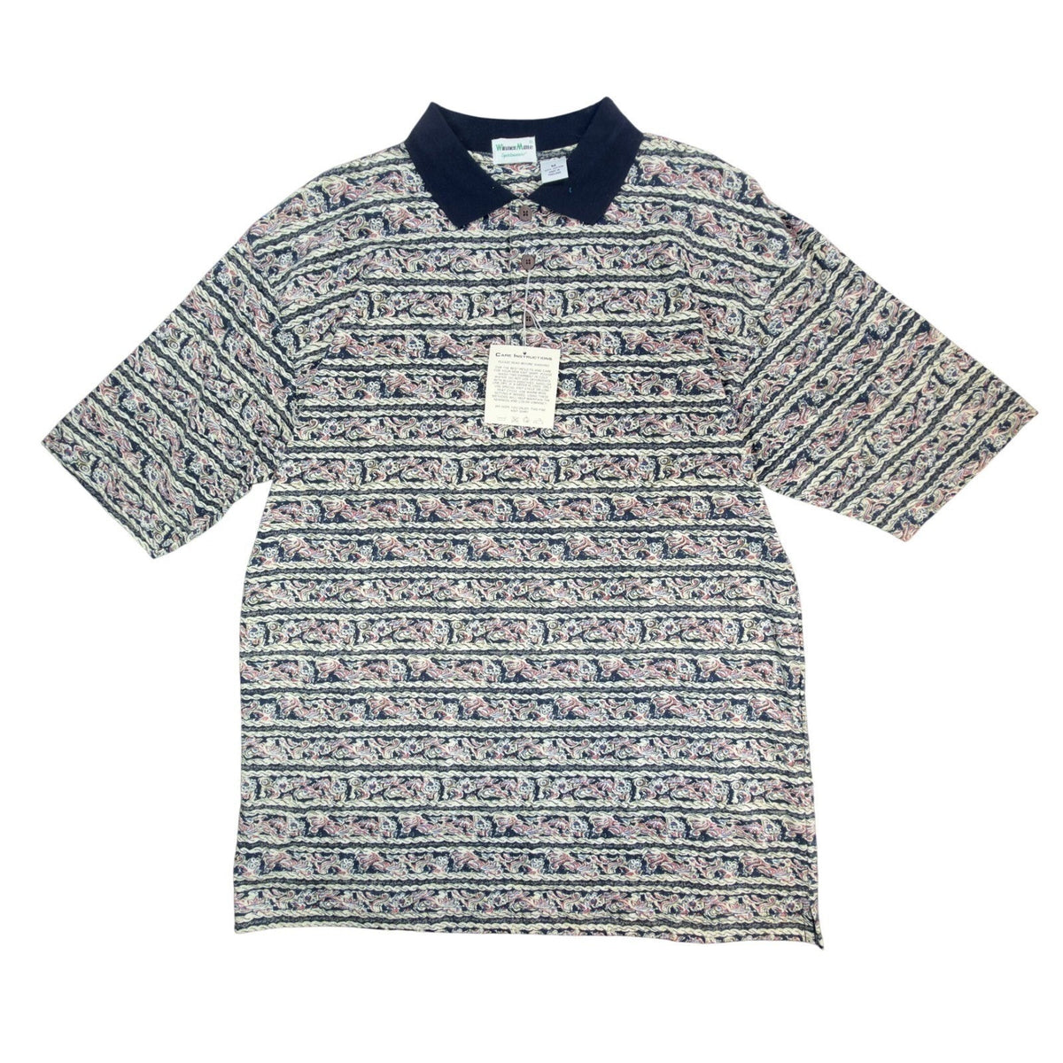 WinnerMate Polo Shirt Mens Medium Vintage 90s Paisley Abstract Print Cotton NWT