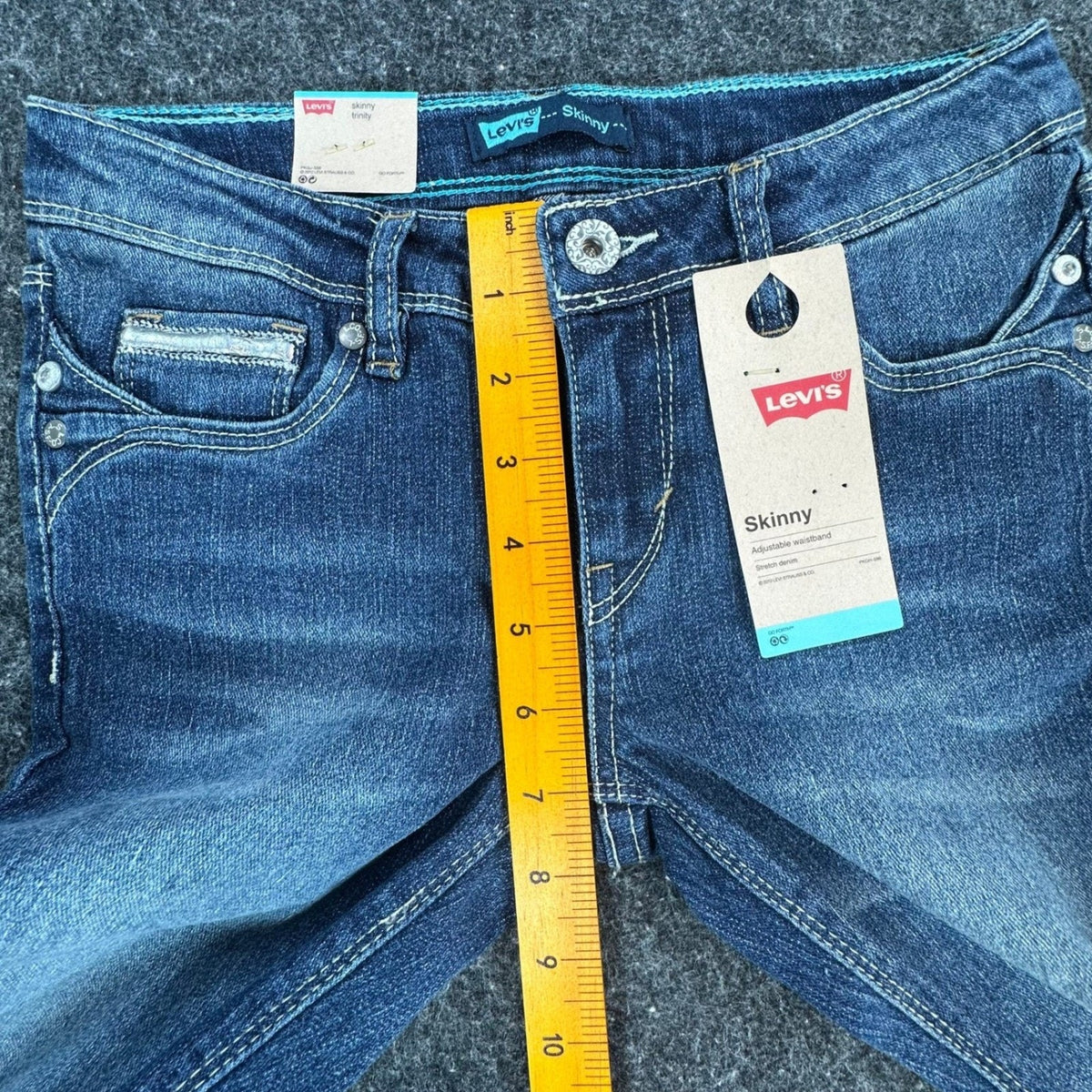 Levi's Skinny Jeans Girls 10 Blue Denim Stretch Adjustable Waist Ramie NWT