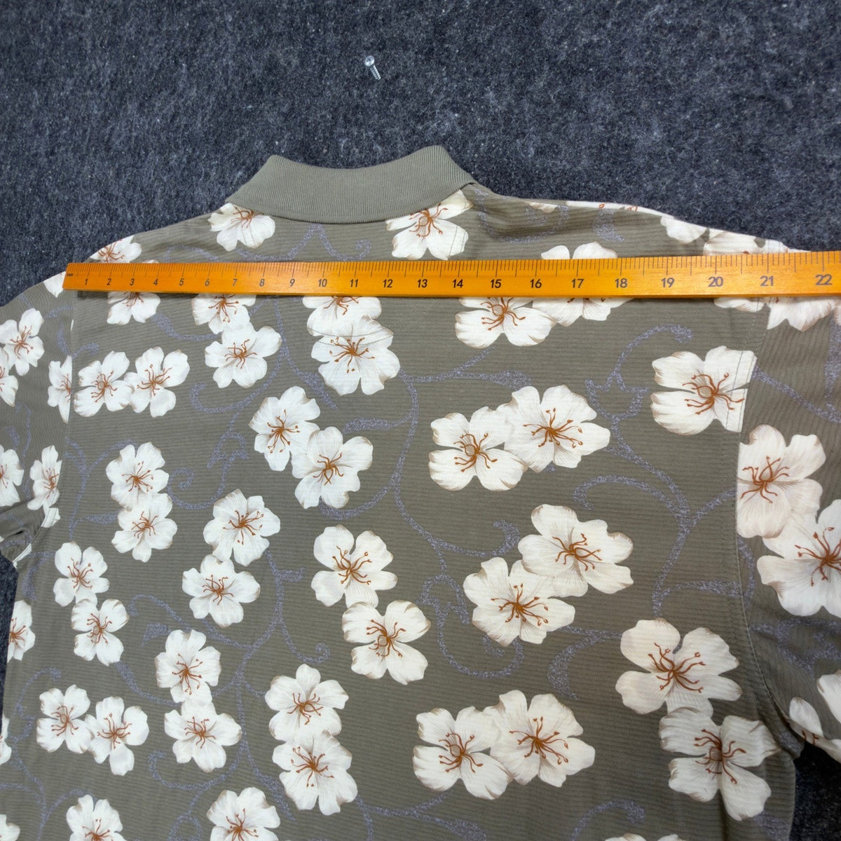 Winner Mate Polo Shirt Mens Large Vtg Floral Cotton Rayon Olive Green Deadstock