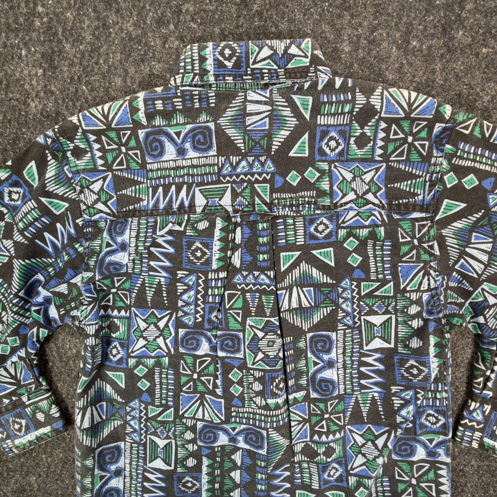 Dockers Vintage 90s Shirt Boys Small 8-10 Geometric Aztec NWT Deadstock
