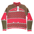 Lucia Sweater Womens Small Vintage 90s Red Green Floral Embroidered Mock Neck