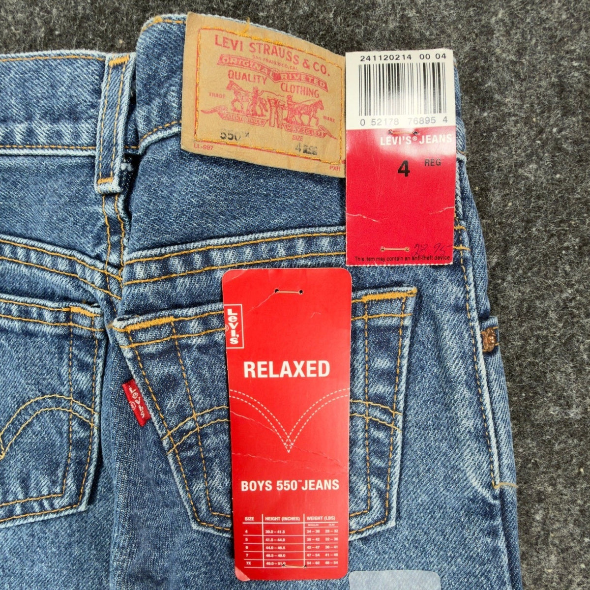 Levi's Vintage 90s Boys 4 Regular 550 Relaxed Fit Jeans Blue Denim NWT