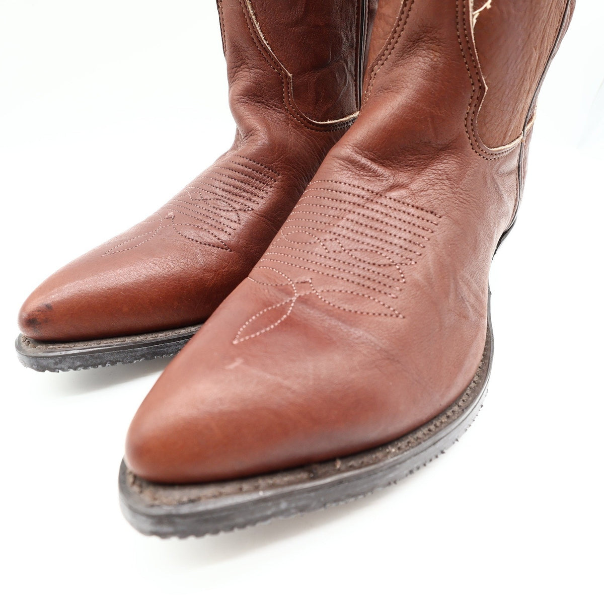 Double-H Vintage 80s Western Boots Mens 9 D Brown Leather Cowboy 5510 USA NIB