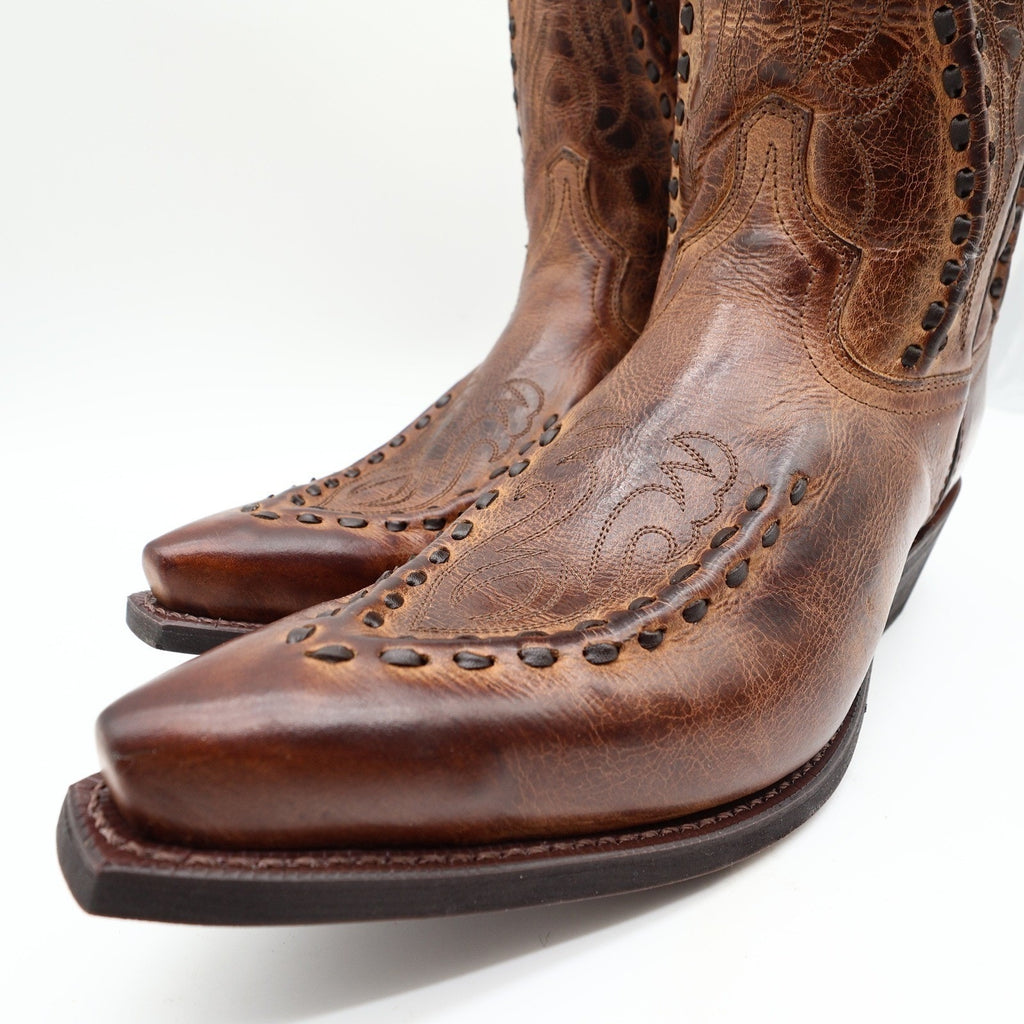 Laredo Western Boots Mens 11.5 D Brown Leather Snip Toe Bucklace 68434 NIB