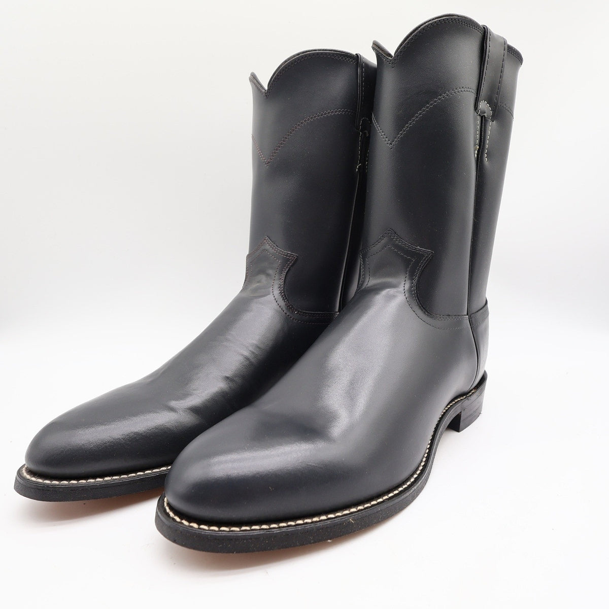 Justin Vintage 80s Western Boots Mens 9D Grey Leather Roper 3025M NIB