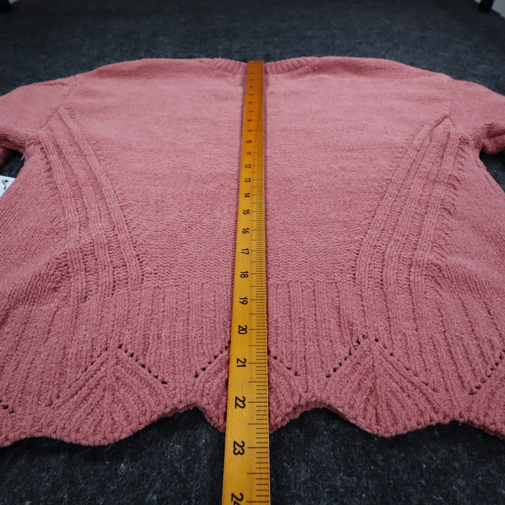 Absolutely Famous Chenille Cable Knit Sweater Womens XL Pink Scalloped Hem NEW