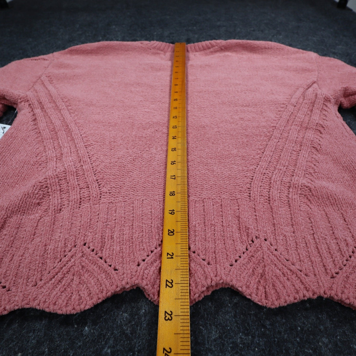 Absolutely Famous Chenille Cable Knit Sweater Womens XL Pink Scalloped Hem NEW
