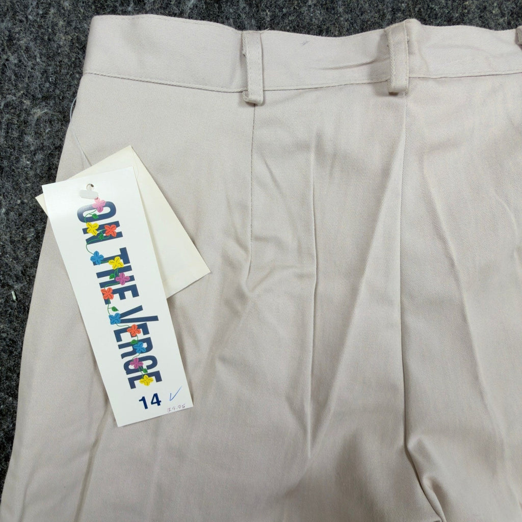 On The Verge Vintage Pleated Shorts Womens 14 Beige Cotton Blend NWT USA Made - take2supply